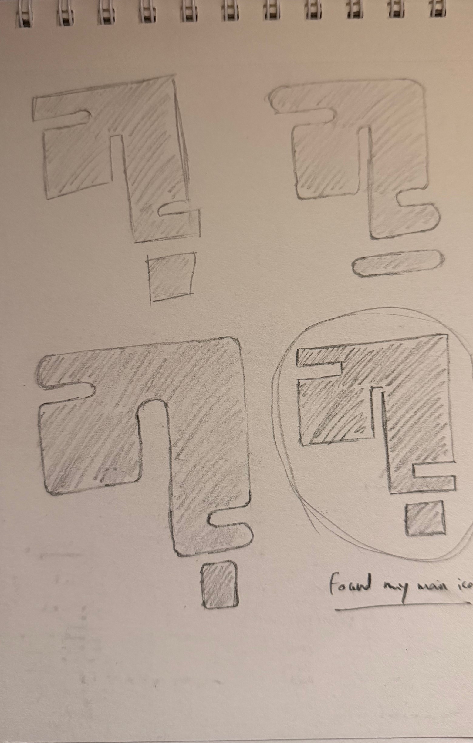 Multiple sketches of different styles of a question mark.