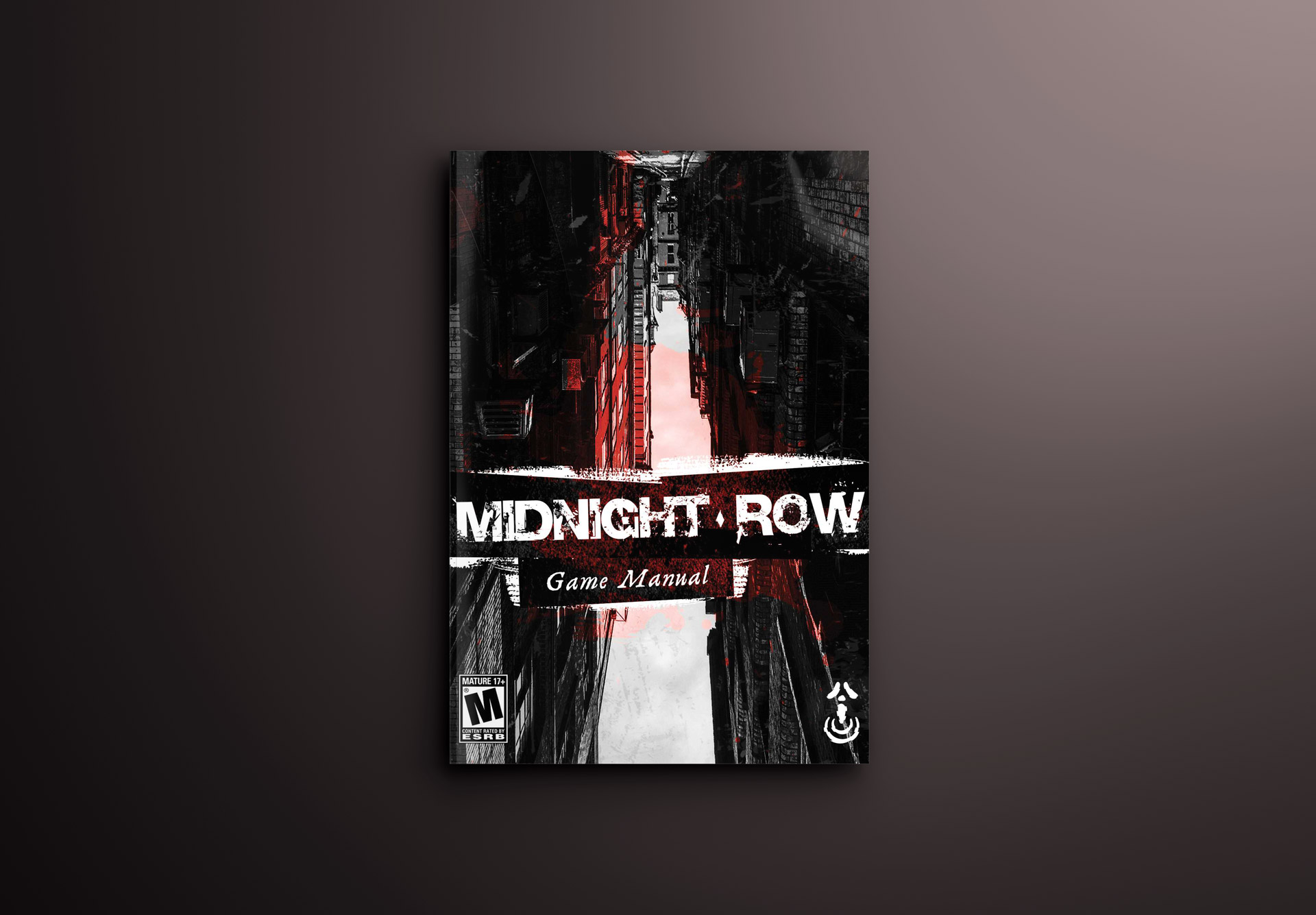 A mockup cover that reads "Midnight Row" on a dark, flat background. Just a hint of white lighting from the top right corner.